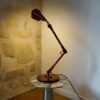 red desk lamp, vintage industrial
