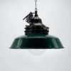 Ancienne lampe d'atelier en tôle émaillée verte sammode