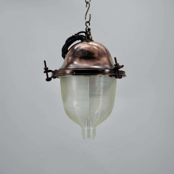 Holophane copper hanging light