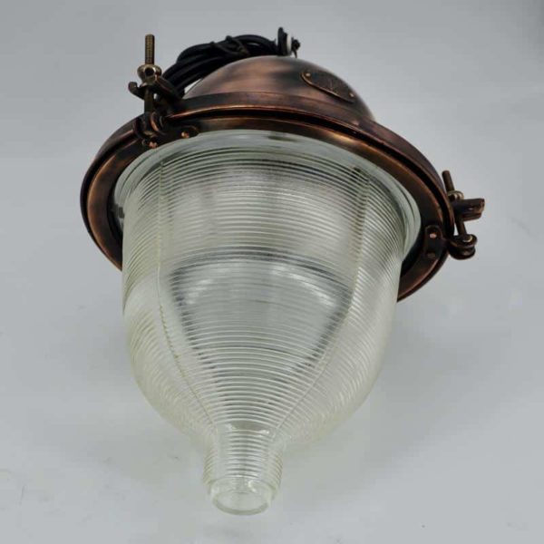 industrial hanging lamp in copper with glass