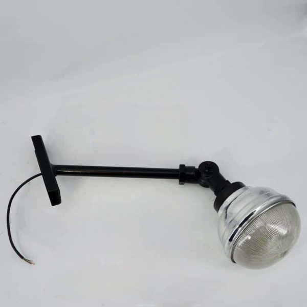 Industrial wall lamp on arm with glass