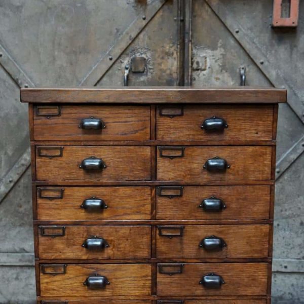 Trade furniture with drawers, oak and pine