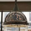 Vintage sopper hanging light with glass
