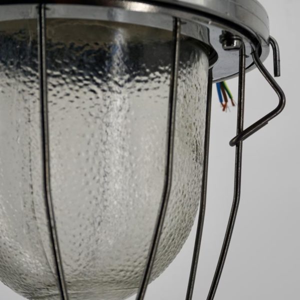 Small industrial lamp in aluminum and textured glass