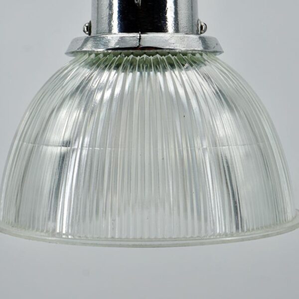VINTAGE INDUSTRIAL lamp with holophane glass