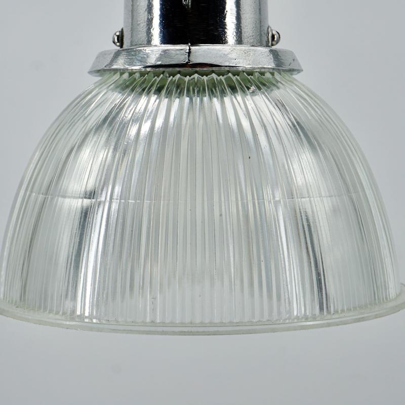 VINTAGE INDUSTRIAL lamp with holophane glass