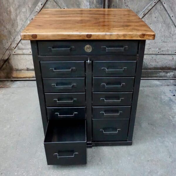 Antique metal drawer cabinet