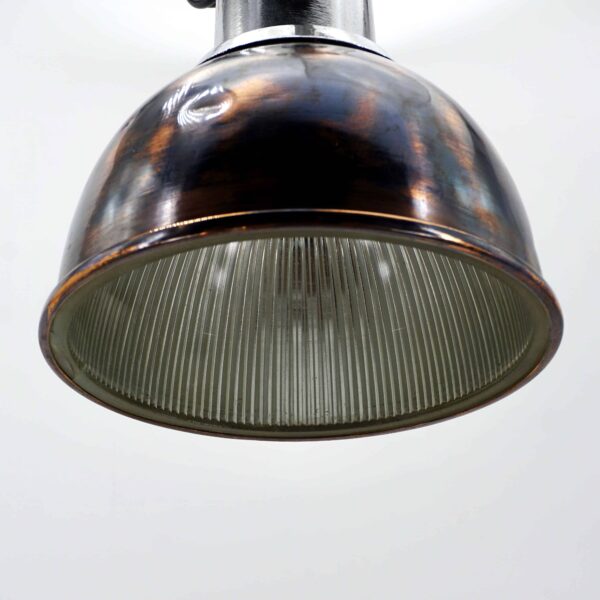 Vintage pending Holophane lamp in copper, aluminum and glass