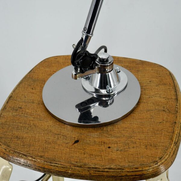 Aluminium lamp for table, desk or sideboard.