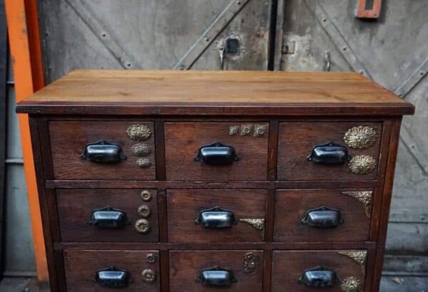 Antique craft cabinet with drawers