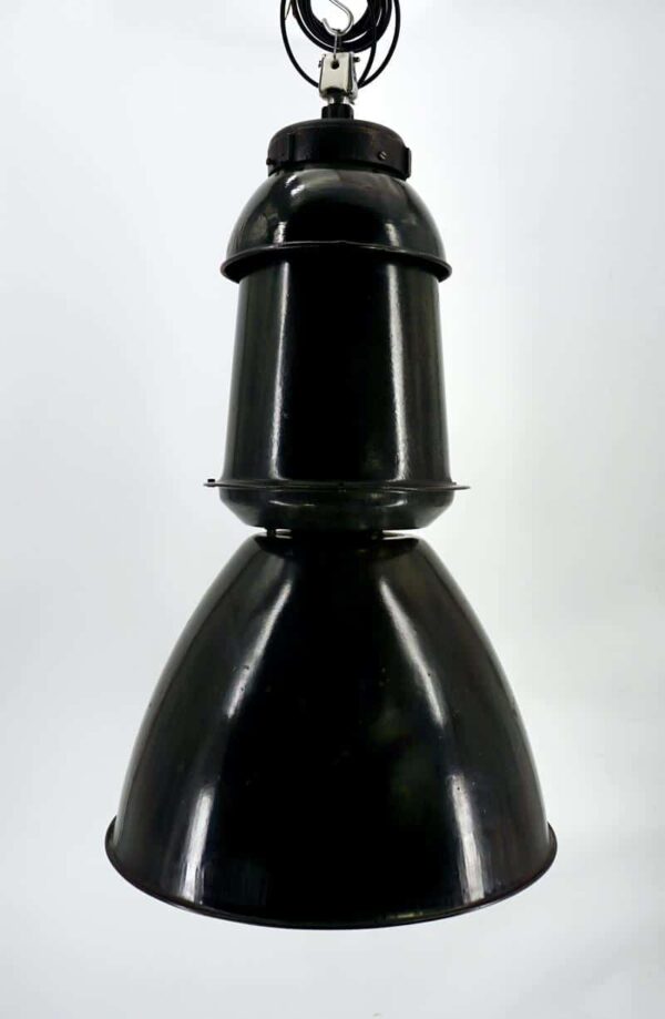 Grande suspension industrielle émaillée Noire – Image 2