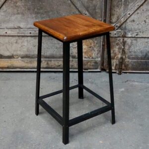 OLD PRINTER'S TABOURET in wood and metal