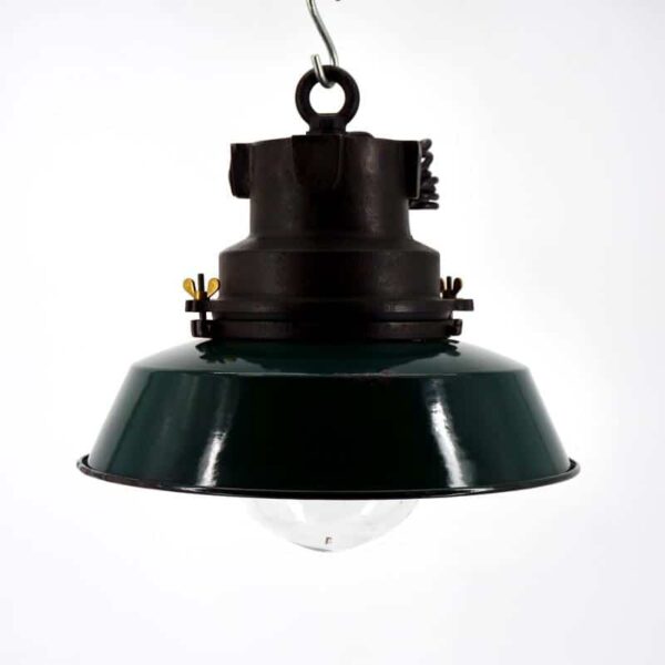 Lampe industrielle ancienne reconditionnée en tôle émaillée