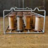 Wood and cardboard reel with galvanised support