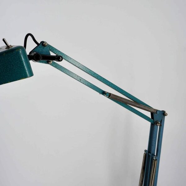 Lampe loupe Gruber vintage en bleu martelé
