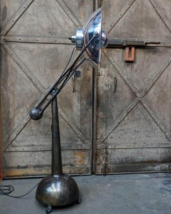 Aluminium and steel floor lamp