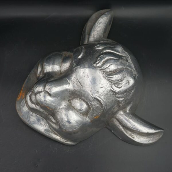 Tête d'agneau en fonte d'aluminium, ancien moule de masque maison César