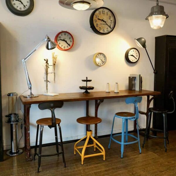 Large wood and metal foundry workbench