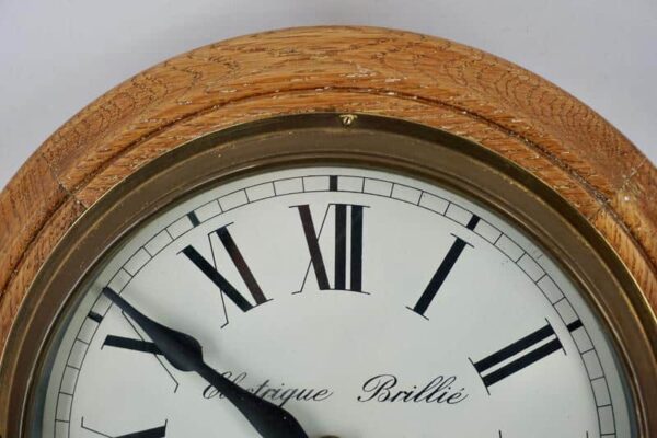 Charming industrial clock in wood and brass circa 1930
