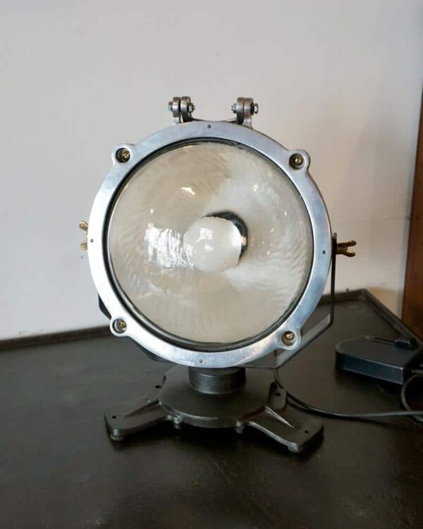 Antique silver-coloured industrial spotlight
