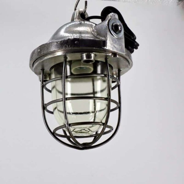 Old industrial hanging lamp with new electrics