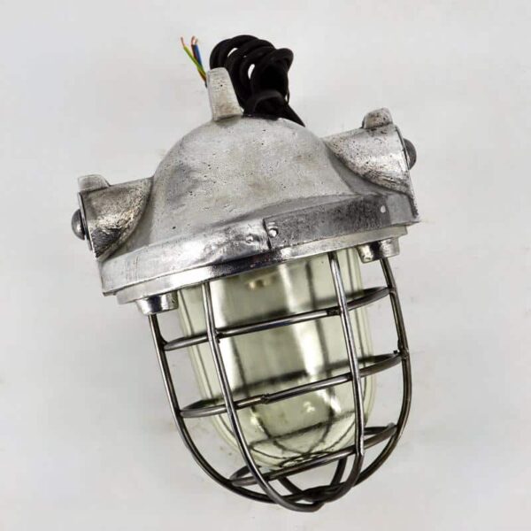 Aluminium and glass pendant lamp with grid