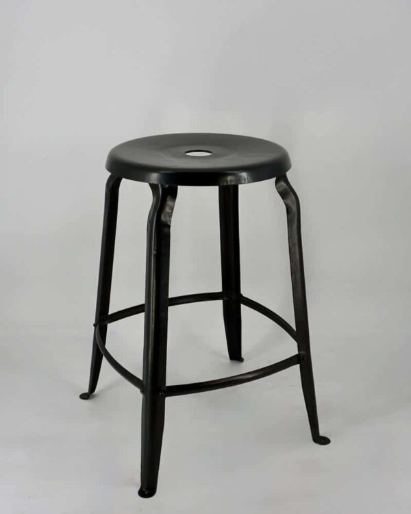 Tabouret ancien en métal, marque Nicolle
