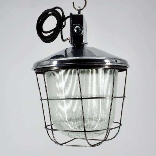 Antique factory lamp with grid