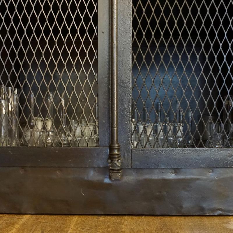 Antique riveted industrial cabinet