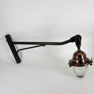 Très ancienne lampe Holophane en cuivre avec double verre