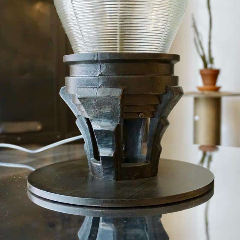 Holophane glass lamp, circa 1920.