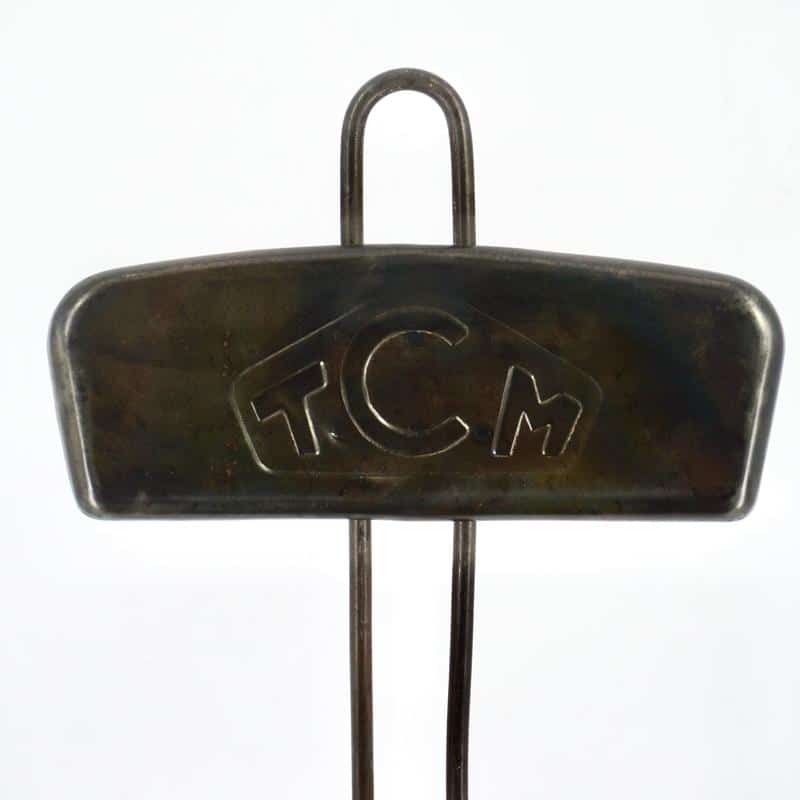 Height-adjustable workshop chair with embossed metal seat