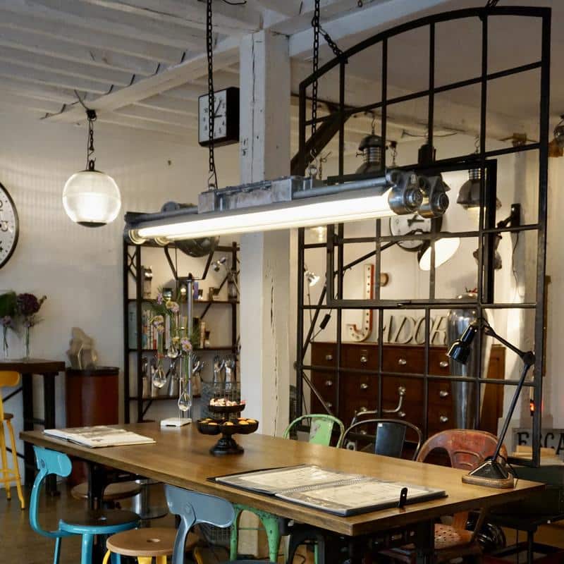 lampe d'atelier double fluo en aluminium